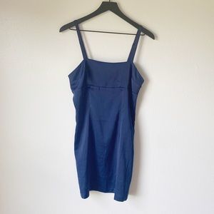 Urban Outfitters Navy Blue Polyester Satin Slip Mini Dress Size Small